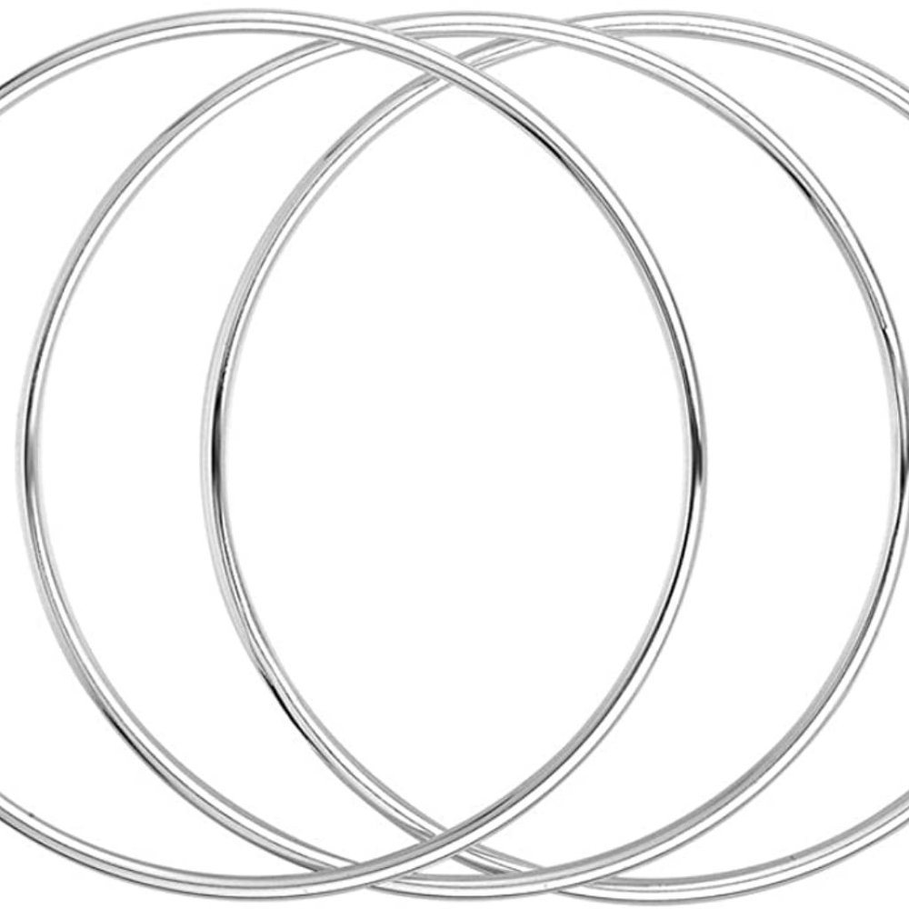 3  Silver Bangle Bracelets Set